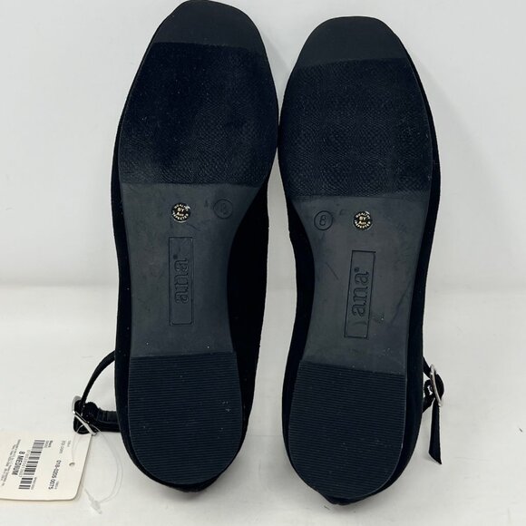 A. N. A. Kearny Ballet Flats Black‎ Faux Suede Ankle Strap With Buckle 8 NWT - Picture 12 of 13